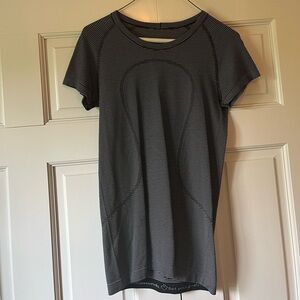 Lululemon Athletica Black Striped Short Sleeve Tee
